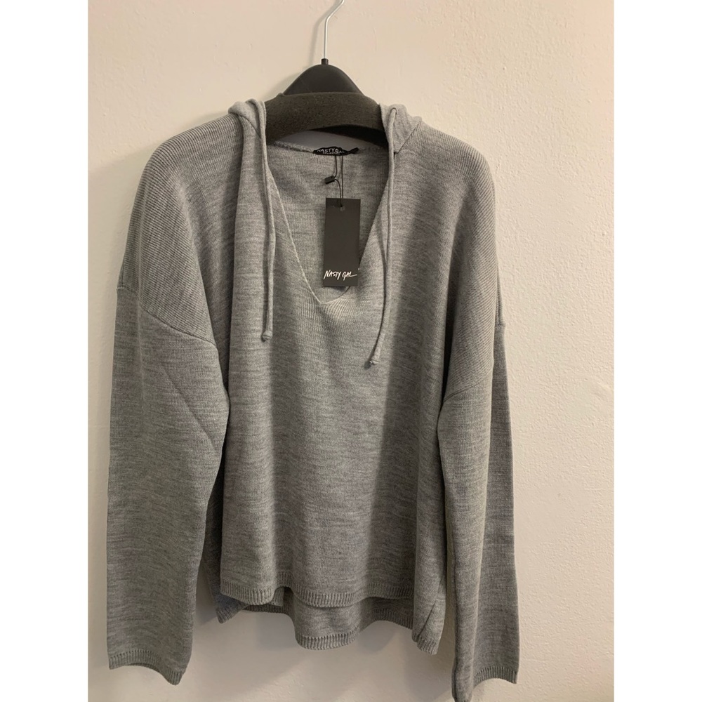 Nasty Gal Lounge Set Knit Hoodie Set Grey